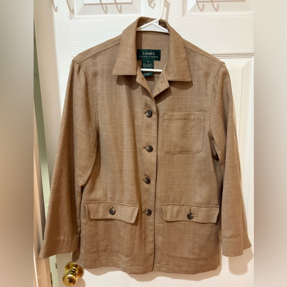 Women’s Lauren Ralph Lauren LRL Shirt Jacket Shacket Sz Medium Wool Linen